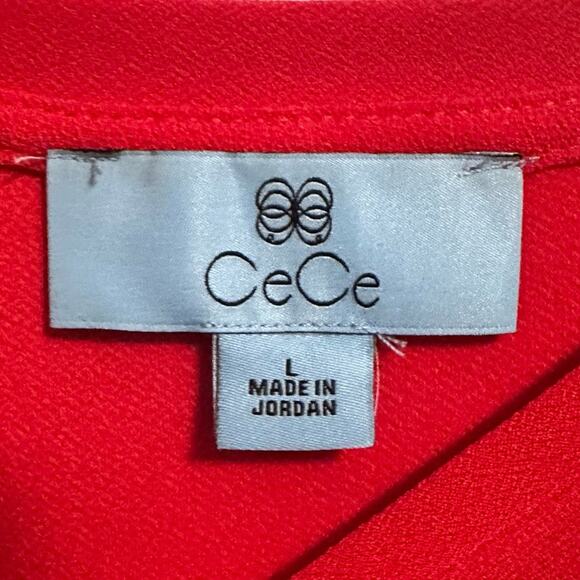 CeCe Red Pullover Blouse Shirt Puff Sleeve Womens Large - Picture 3 of 7